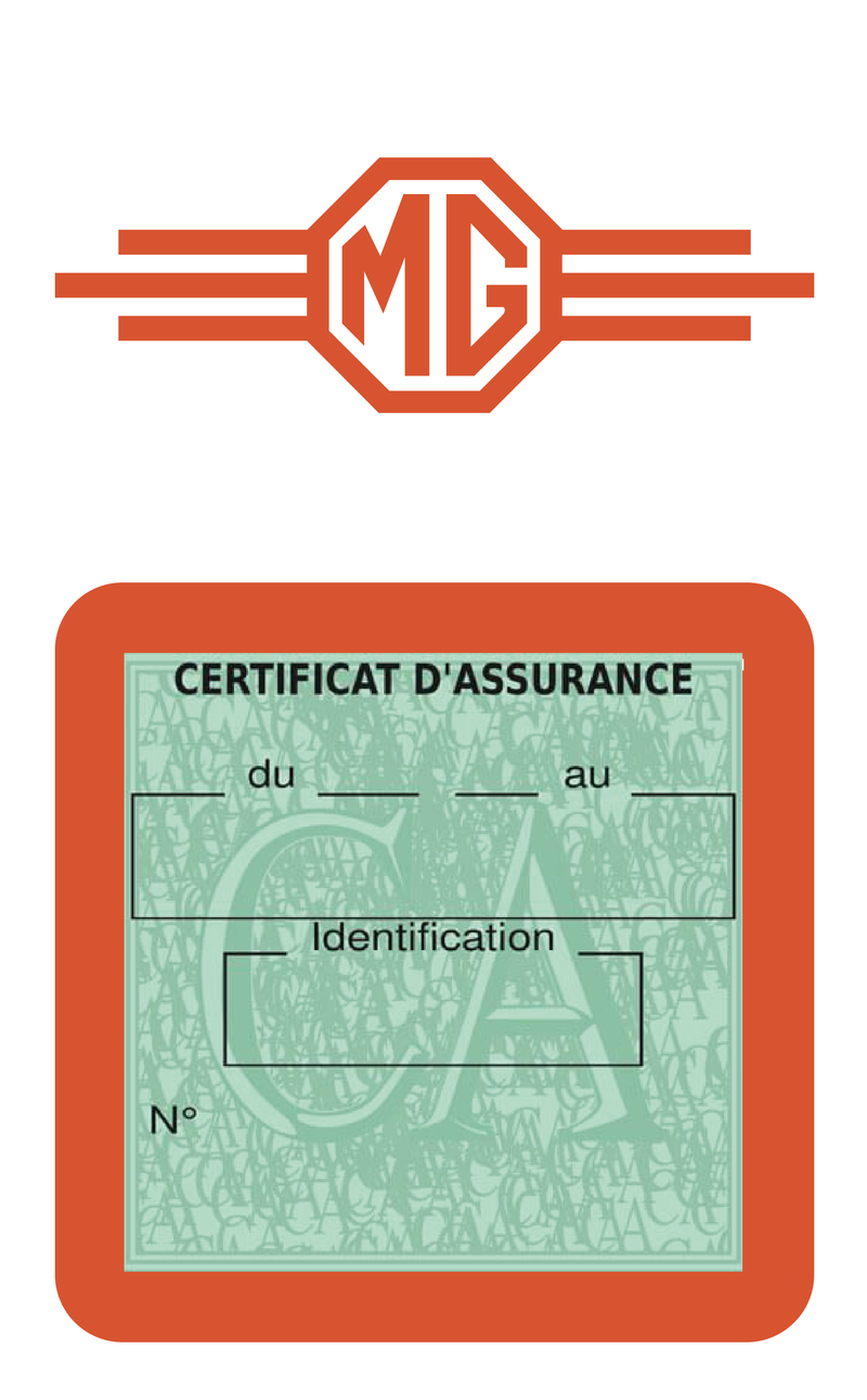 Porte Vignette Assurance Pare Brise Voiture Pour MG | Étui Simple Pochette Adhésive Autocollant Sticker Orange