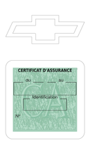 Porte Vignette Assurance Pare Brise Voiture Pour Chevrolet | Étui Simple Pochette Adhésive Autocollant Sticker Blanc