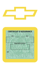 Porte Vignette Assurance Pare Brise Voiture Pour Chevrolet | Étui Simple Pochette Adhésive Autocollant Sticker Jaune