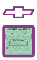 Porte Vignette Assurance Pare Brise Voiture Pour Chevrolet | Étui Simple Pochette Adhésive Autocollant Sticker Mauve