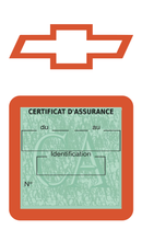 Porte Vignette Assurance Pare Brise Voiture Pour Chevrolet | Étui Simple Pochette Adhésive Autocollant Sticker Orange