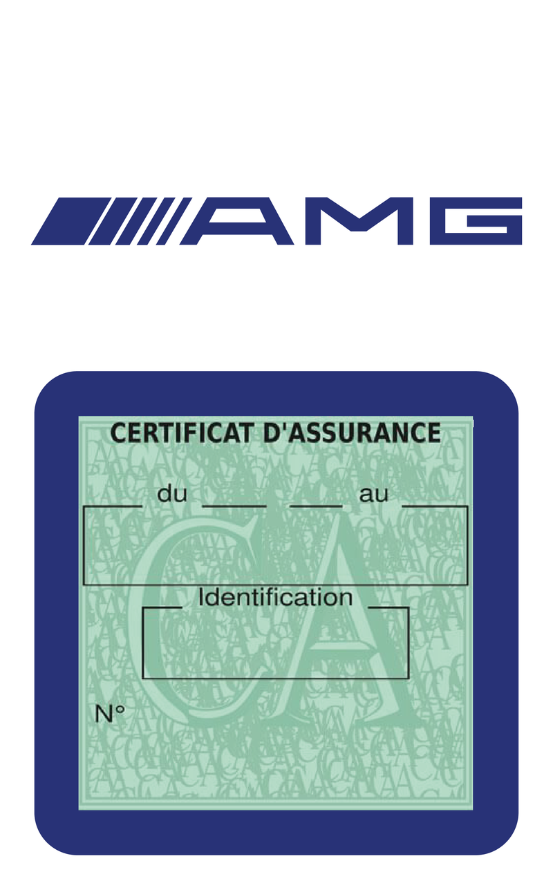 Porte Vignette Assurance Pare Brise Voiture Pour AMG | Étui Simple Pochette Adhésive Autocollant Sticker Bleu