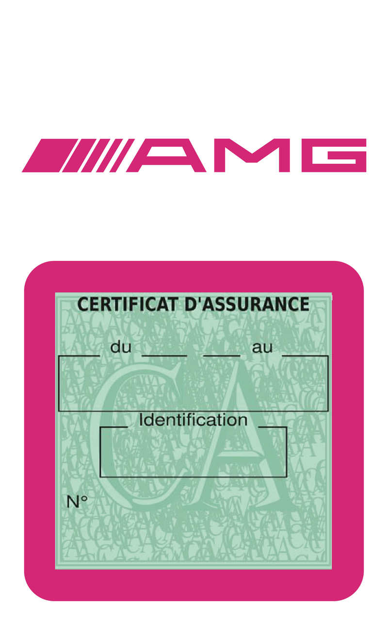 Porte Vignette Assurance Pare Brise Voiture Pour AMG | Étui Simple Pochette Adhésive Autocollant Sticker Rose