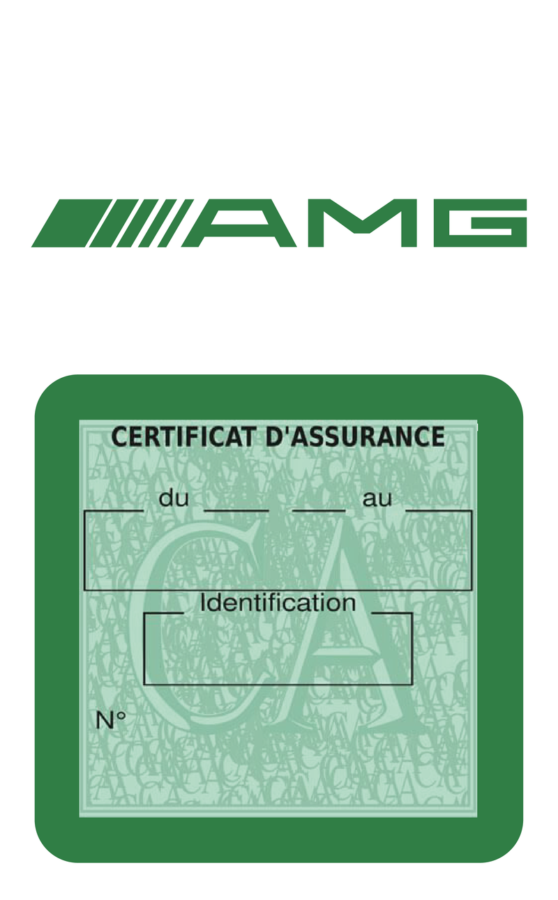 Porte Vignette Assurance Pare Brise Voiture Pour AMG | Étui Simple Pochette Adhésive Autocollant Sticker Vert