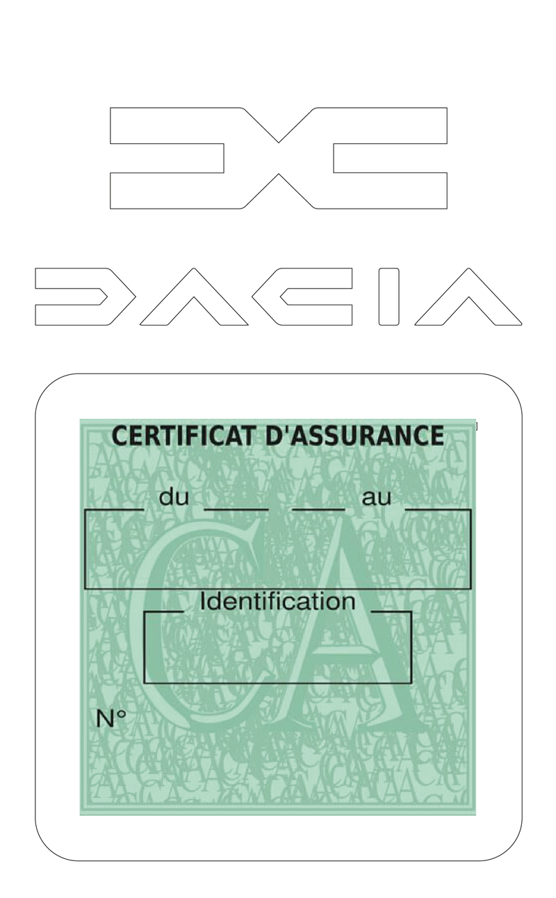 Porte Vignette Assurance Pare Brise Voiture Pour Dacia | Étui Simple Pochette Adhésive Autocollant Sticker Blanc
