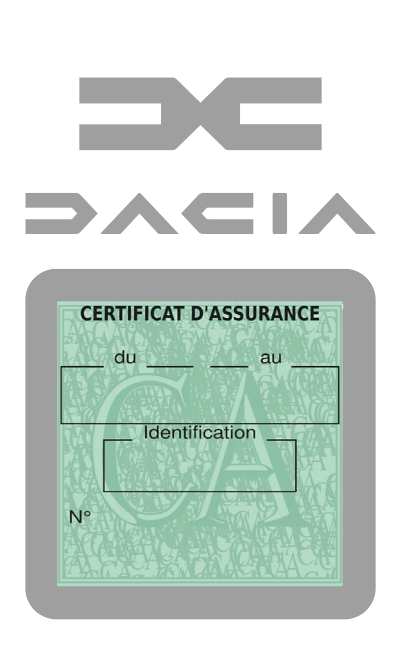 Porte Vignette Assurance Pare Brise Voiture Pour Dacia | Étui Simple Pochette Adhésive Autocollant Sticker Gris