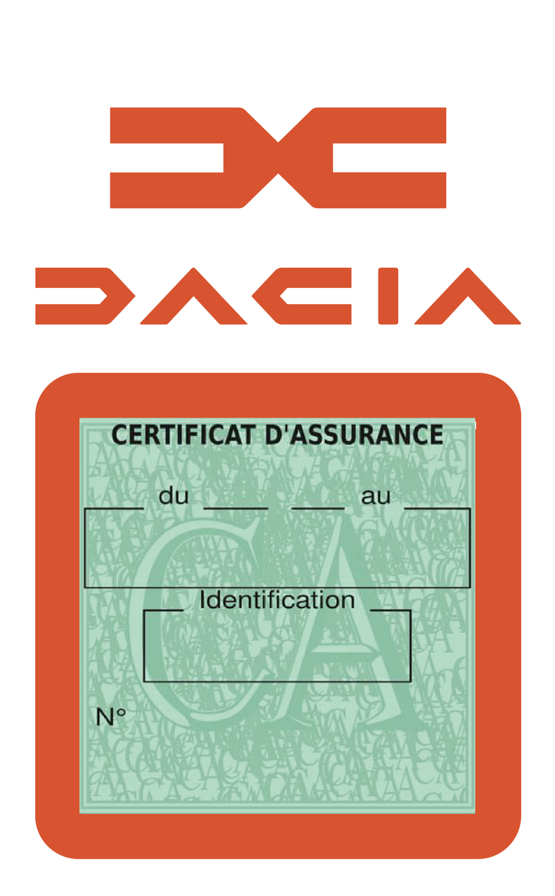 Porte Vignette Assurance Pare Brise Voiture Pour Dacia | Étui Simple Pochette Adhésive Autocollant Sticker Orange