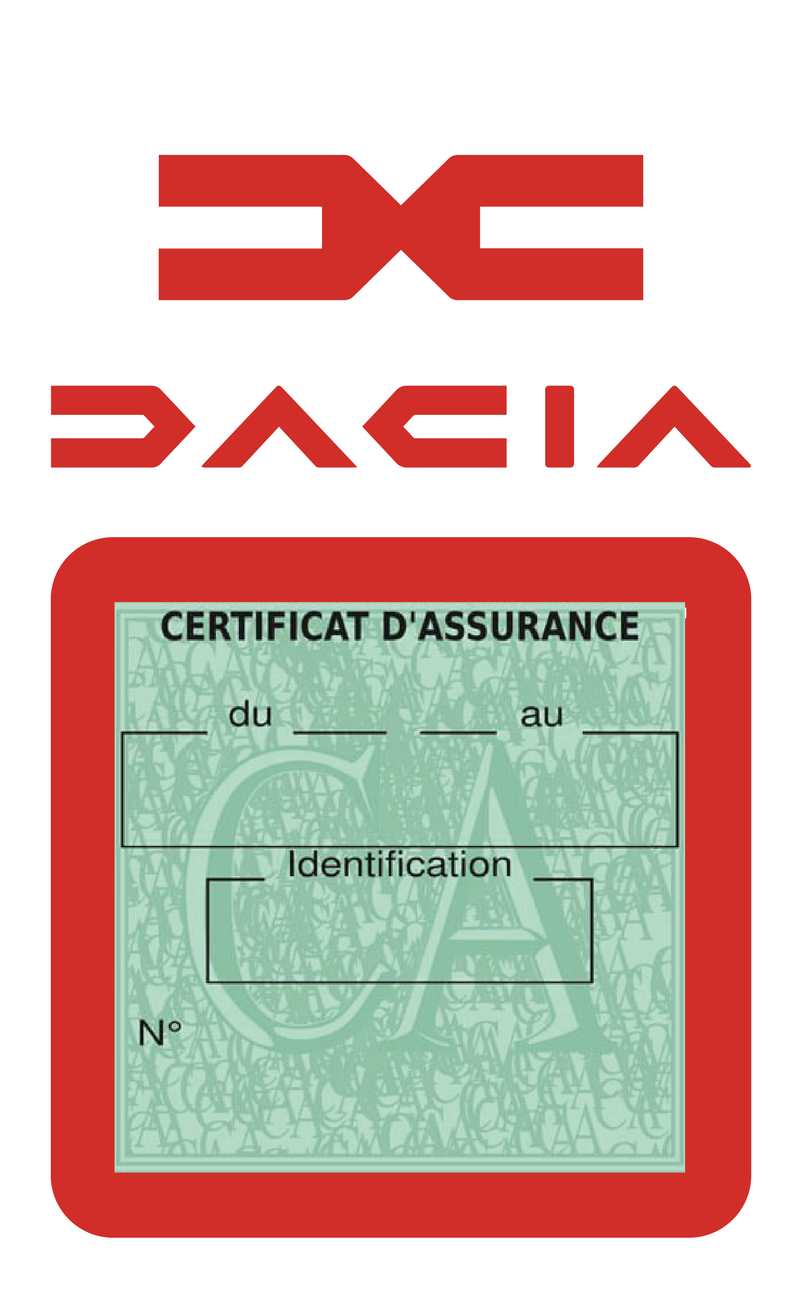 Porte Vignette Assurance Pare Brise Voiture Pour Dacia | Étui Simple Pochette Adhésive Autocollant Sticker Rouge