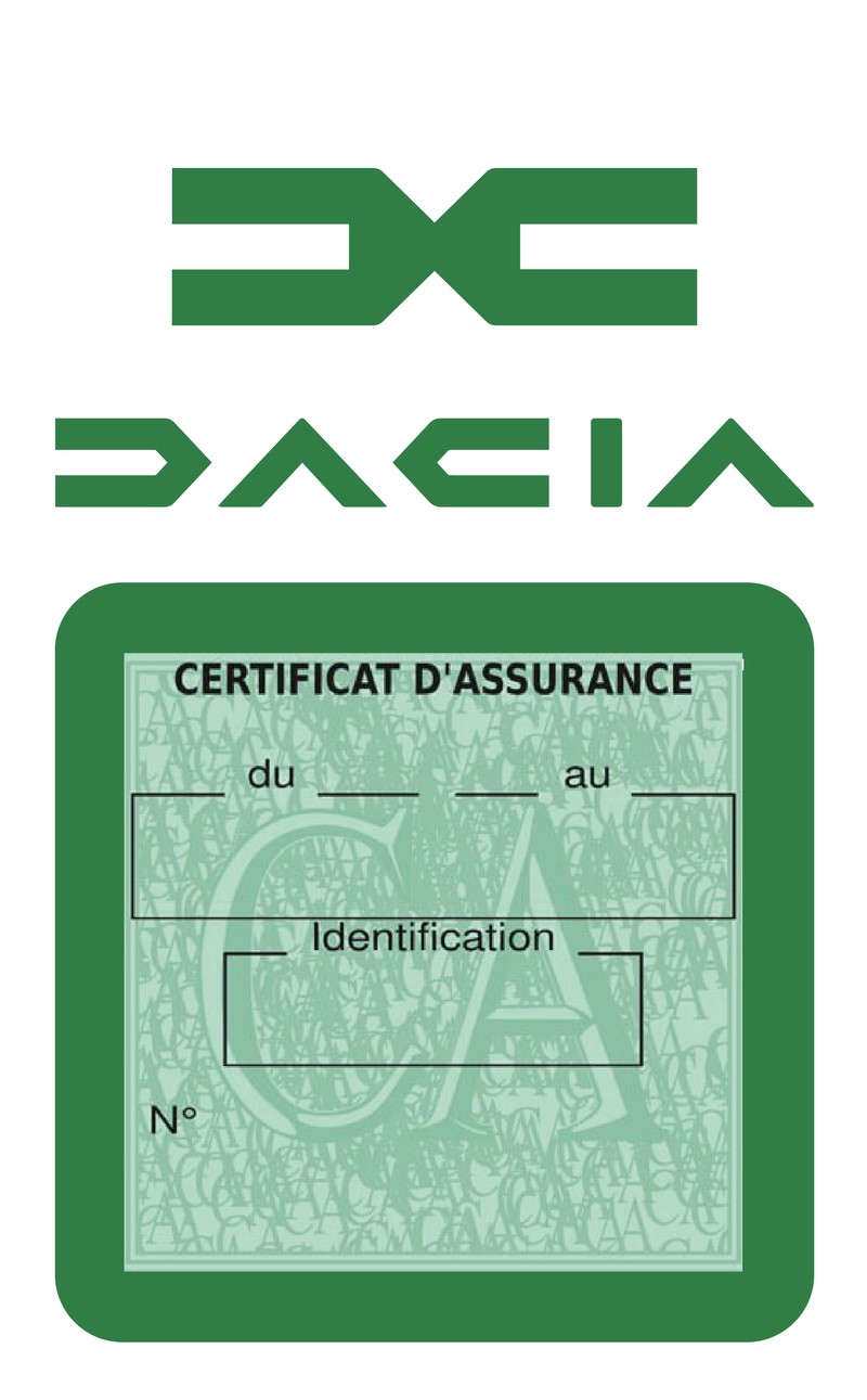 Porte Vignette Assurance Pare Brise Voiture Pour Dacia | Étui Simple Pochette Adhésive Autocollant Sticker Vert