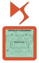 Porte Vignette Assurance Pare Brise Voiture Pour Citroën DS | Étui Simple Pochette Adhésive Autocollant Sticker Orange