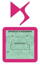 Porte Vignette Assurance Pare Brise Voiture Pour Citroën DS | Étui Simple Pochette Adhésive Autocollant Sticker Rose