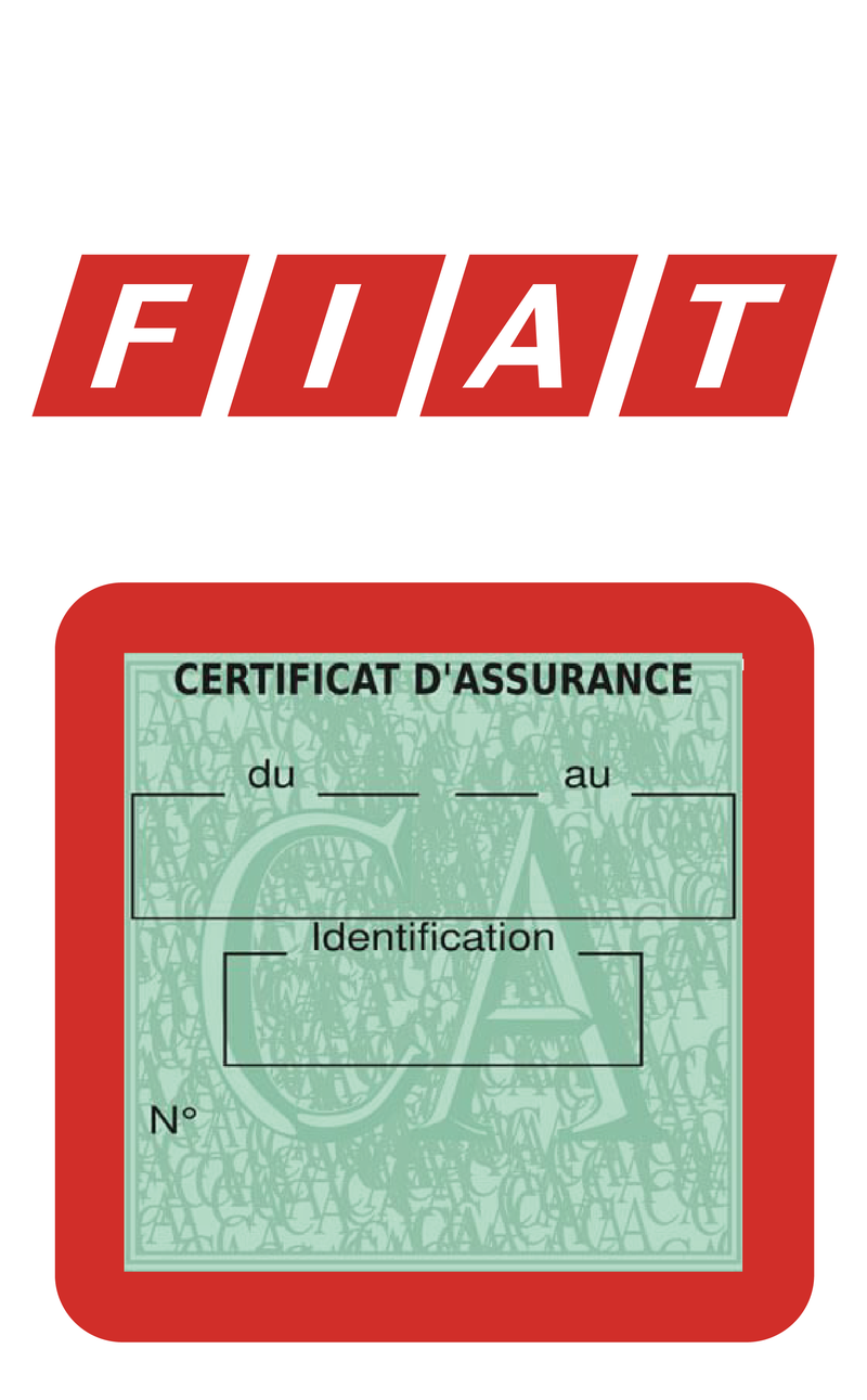 Porte Vignette Assurance Pare Brise Voiture Pour Fiat Logo Vintage | Étui Simple Pochette Adhésive Autocollant Sticker Rouge
