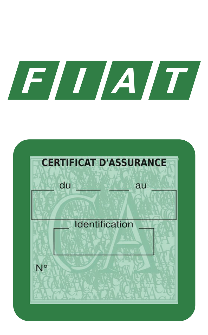 Porte Vignette Assurance Pare Brise Voiture Pour Fiat Logo Vintage | Étui Simple Pochette Adhésive Autocollant Sticker Vert