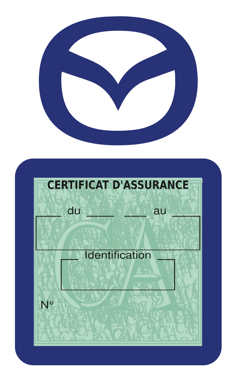 Porte Vignette Assurance Pare Brise Voiture Pour Mazda | Étui Simple Pochette Adhésive Autocollant Sticker Bleu