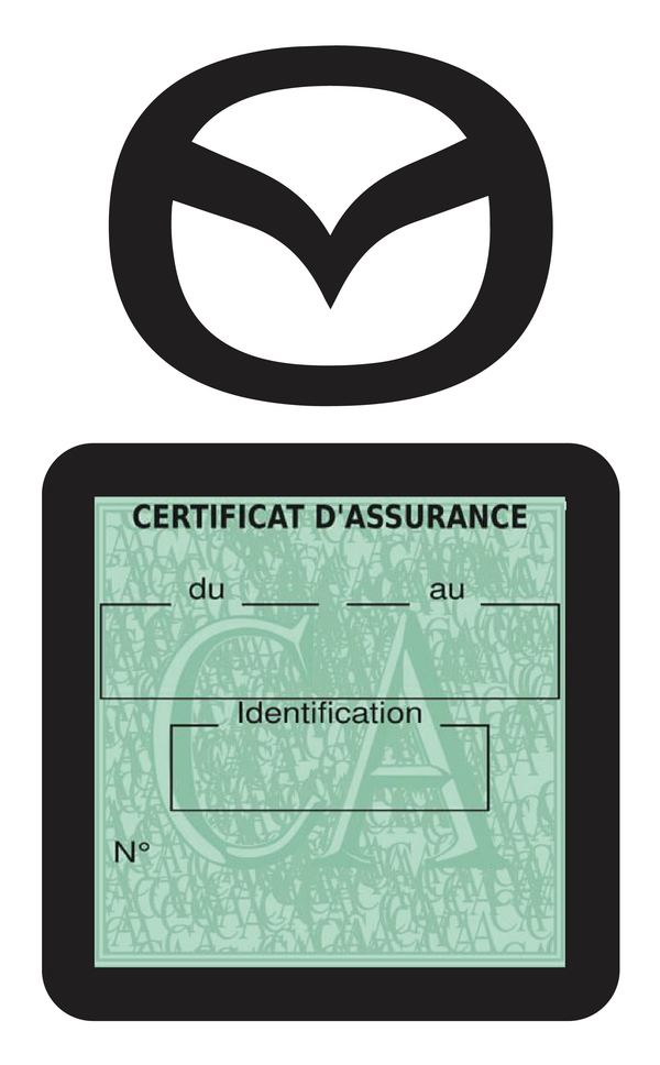 Porte Vignette Assurance Pare Brise Voiture Pour Mazda | Étui Simple Pochette Adhésive Autocollant Sticker Noir
