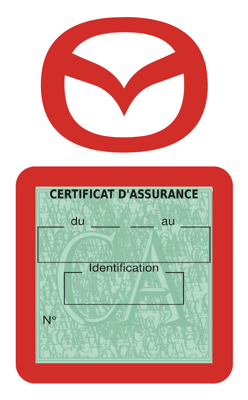 Porte Vignette Assurance Pare Brise Voiture Pour Mazda | Étui Simple Pochette Adhésive Autocollant Sticker Rouge