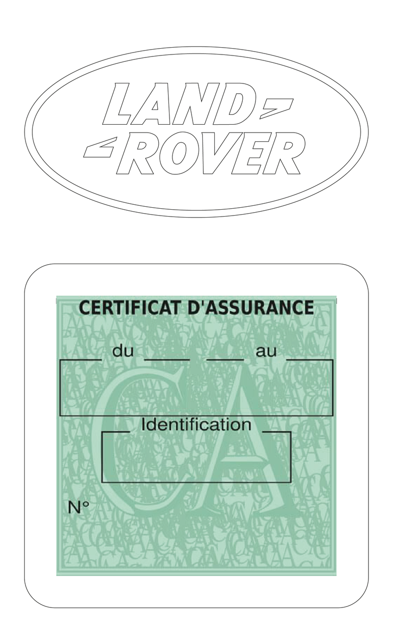 Porte Vignette Assurance Pare Brise Voiture Pour Range Rover | Étui Simple Pochette Adhésive Autocollant Sticker Blanc