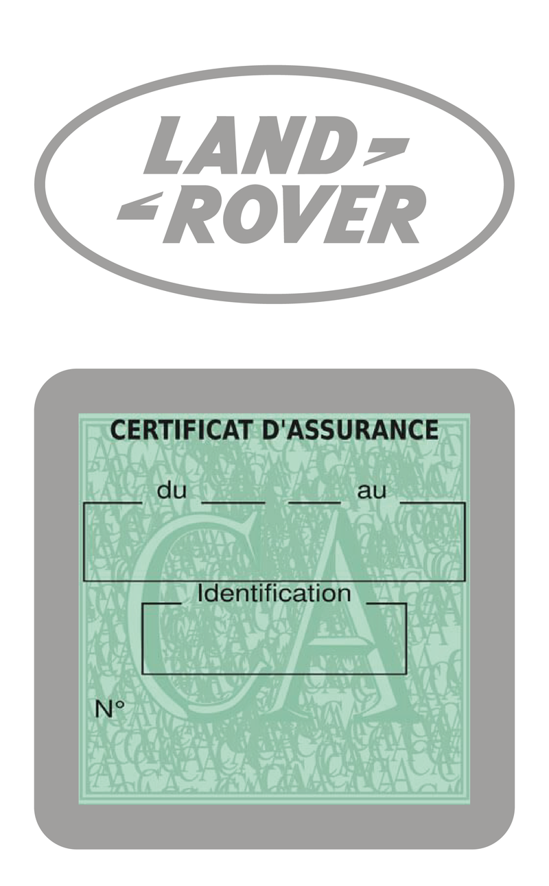 Porte Vignette Assurance Pare Brise Voiture Pour Range Rover | Étui Simple Pochette Adhésive Autocollant Sticker Gris