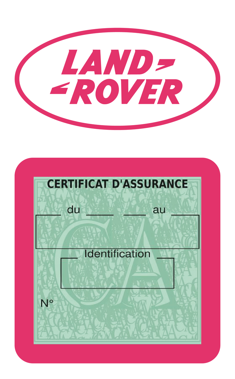 Porte Vignette Assurance Pare Brise Voiture Pour Range Rover | Étui Simple Pochette Adhésive Autocollant Sticker Rose