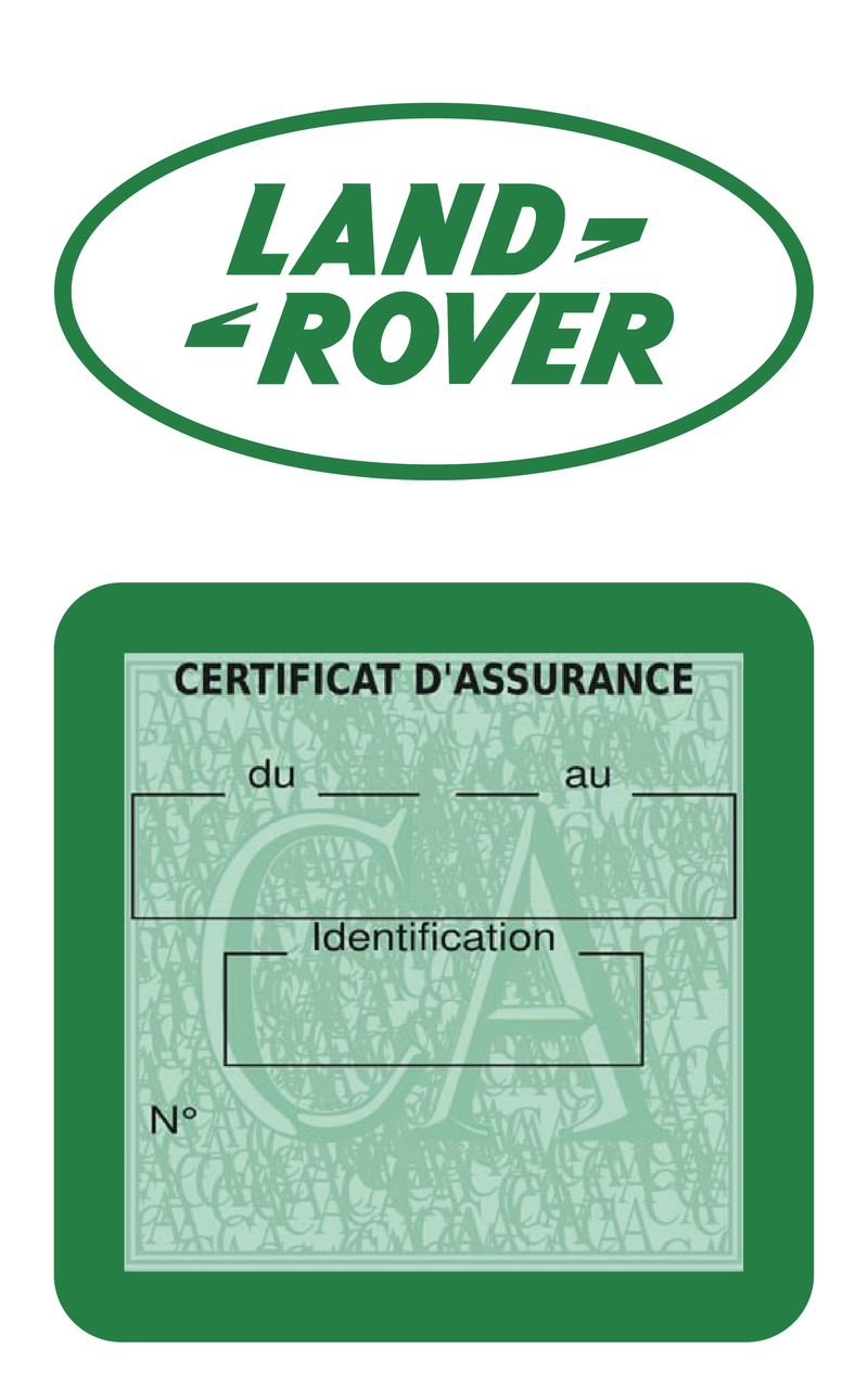 Porte Vignette Assurance Pare Brise Voiture Pour Range Rover | Étui Simple Pochette Adhésive Autocollant Sticker Vert