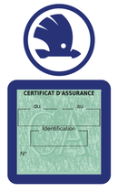 Porte Vignette Assurance Pare Brise Voiture Pour Skoda | Étui Simple Pochette Adhésive Autocollant Sticker Bleu
