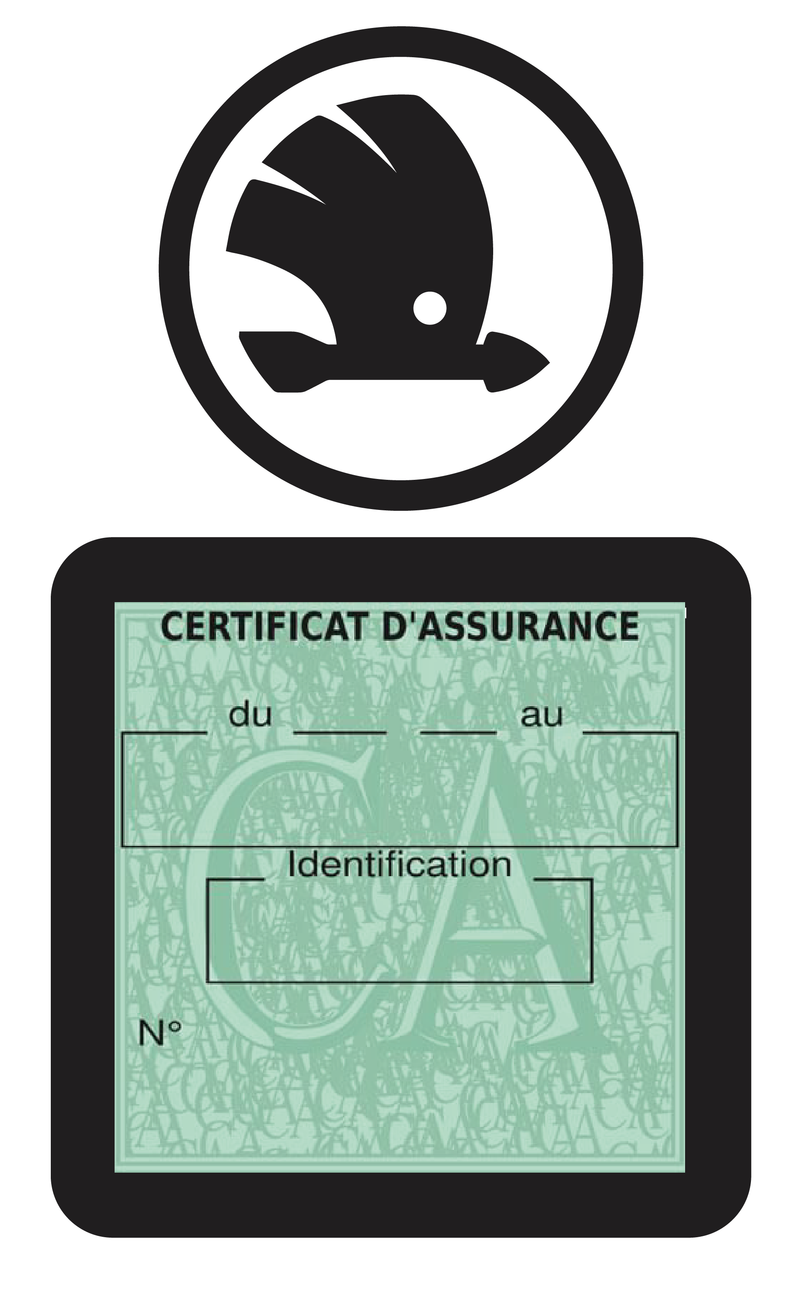 Porte Vignette Assurance Pare Brise Voiture Pour Skoda | Étui Simple Pochette Adhésive Autocollant Sticker Noir