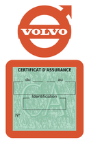 Porte Vignette Assurance Pare Brise Voiture Pour Volvo | Étui Simple Pochette Adhésive Autocollant Sticker Orange