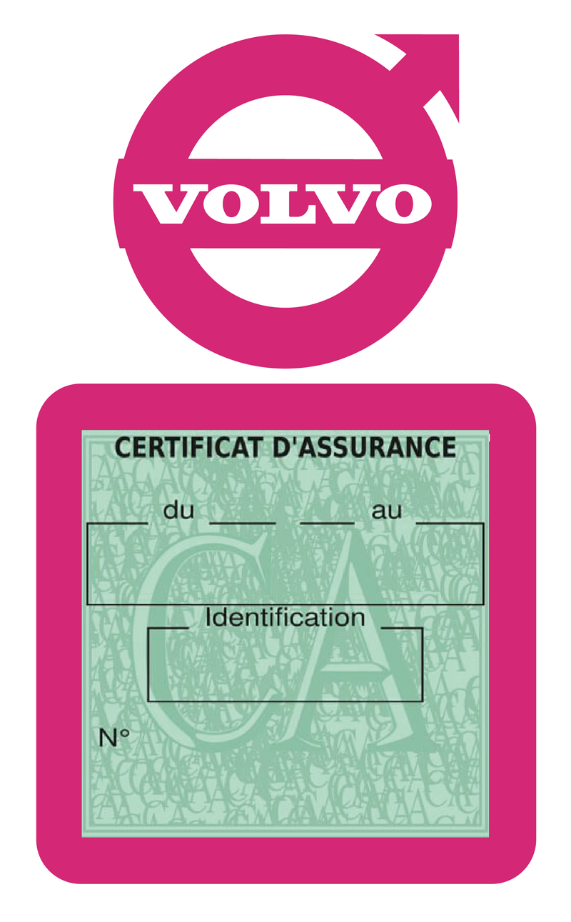 Porte Vignette Assurance Pare Brise Voiture Pour Volvo | Étui Simple Pochette Adhésive Autocollant Sticker Rose