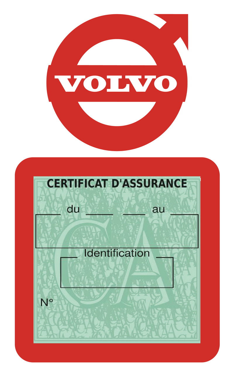 Porte Vignette Assurance Pare Brise Voiture Pour Volvo | Étui Simple Pochette Adhésive Autocollant Sticker Rouge