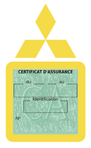 Porte Vignette Assurance Pare Brise Voiture Pour Mitsubishi | Étui Simple Pochette Adhésive Autocollant Sticker Jaune