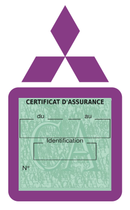 Porte Vignette Assurance Pare Brise Voiture Pour Mitsubishi | Étui Simple Pochette Adhésive Autocollant Sticker Mauve