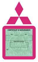 Porte Vignette Assurance Pare Brise Voiture Pour Mitsubishi | Étui Simple Pochette Adhésive Autocollant Sticker Rose