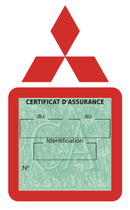 Porte Vignette Assurance Pare Brise Voiture Pour Mitsubishi | Étui Simple Pochette Adhésive Autocollant Sticker Rouge