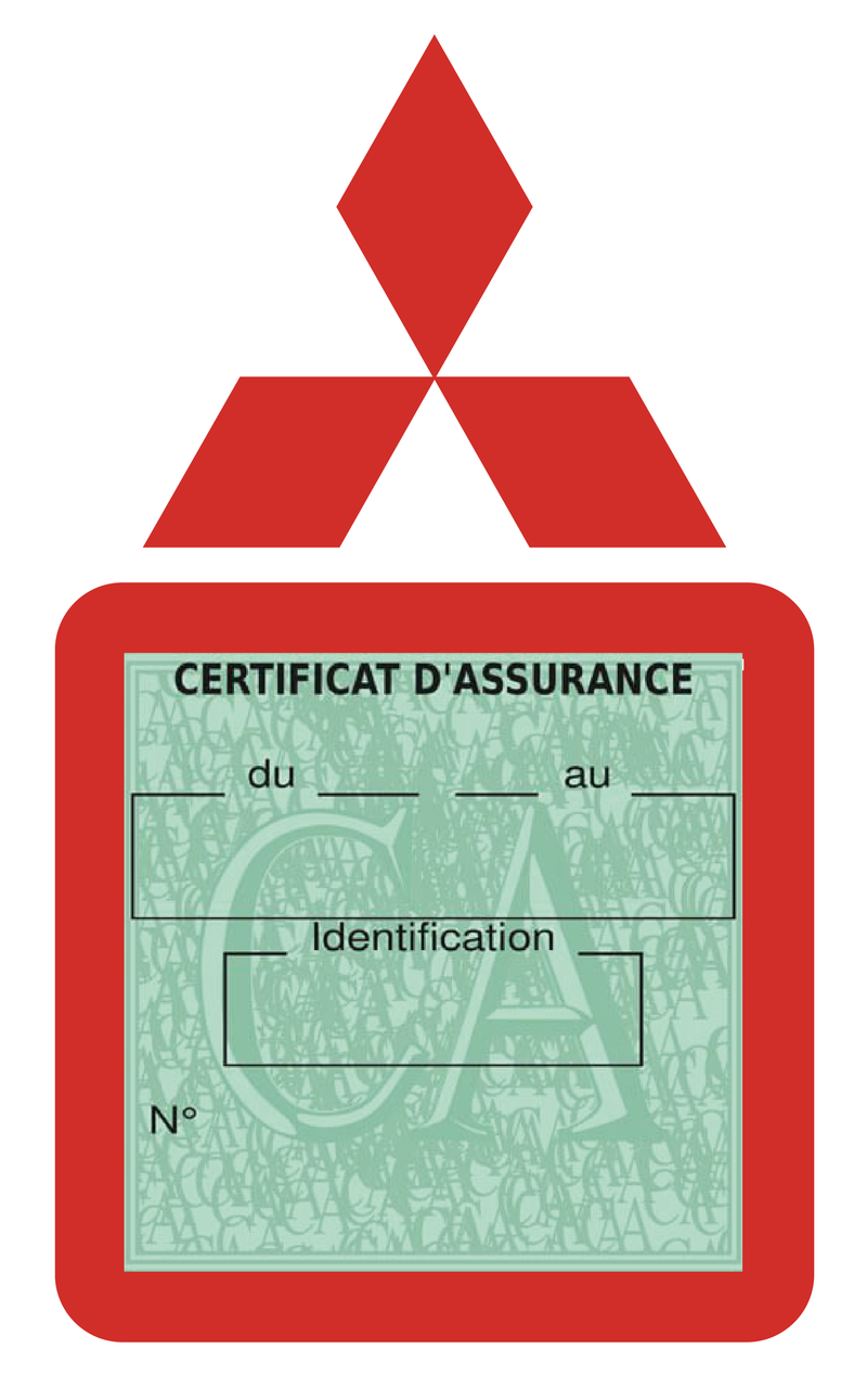 Porte Vignette Assurance Pare Brise Voiture Pour Mitsubishi | Étui Simple Pochette Adhésive Autocollant Sticker Rouge