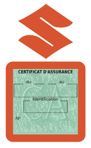 Porte Vignette Assurance Pare Brise Voiture Pour Suzuki | Étui Simple Pochette Adhésive Autocollant Sticker Orange