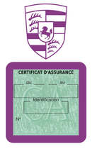 Porte Vignette Assurance Pare Brise Voiture Pour Porsche | Étui Simple Pochette Adhésive Autocollant Sticker Mauve