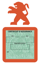 Porte Vignette Assurance Pare Brise Voiture Pour Peugeot Ancien Logo | Étui Simple Pochette Adhésive Autocollant Sticker Orange