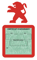 Porte Vignette Assurance Pare Brise Voiture Pour Peugeot Ancien Logo | Étui Simple Pochette Adhésive Autocollant Sticker Rouge