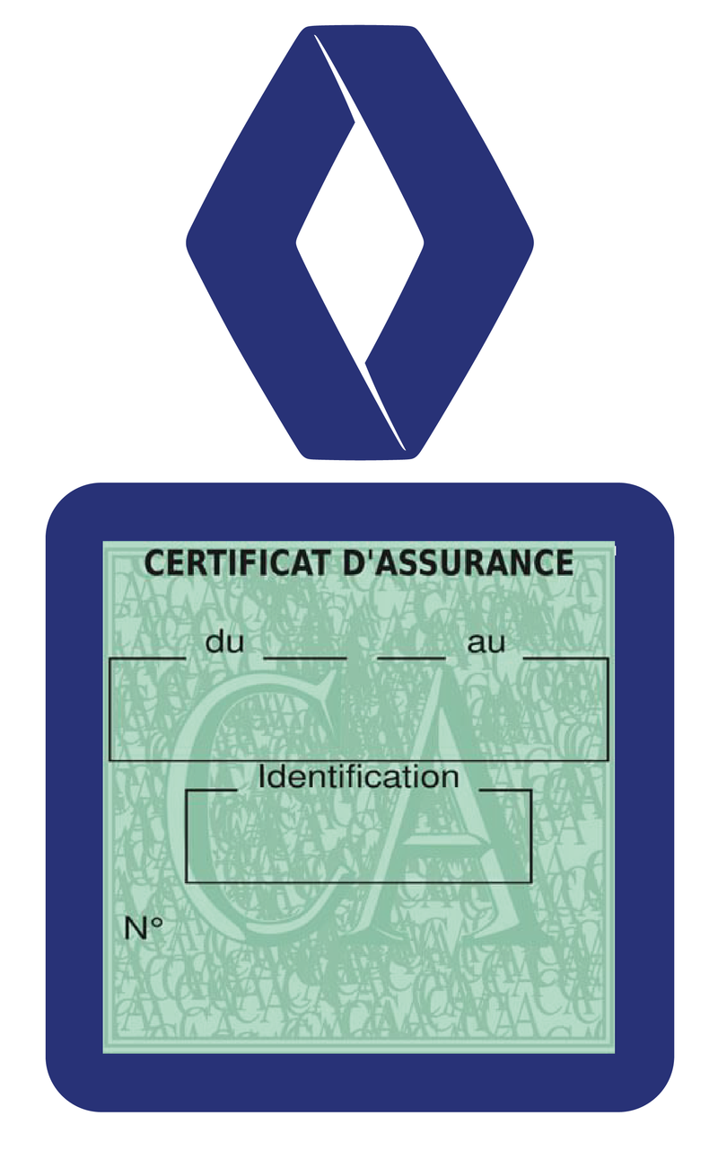 Porte Vignette Assurance Pare Brise Voiture Pour Renault Ancien Logo | Étui Simple Pochette Adhésive Autocollant Sticker Bleu