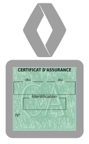 Porte Vignette Assurance Pare Brise Voiture Pour Renault Ancien Logo | Étui Simple Pochette Adhésive Autocollant Sticker Gris
