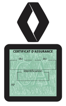 Porte Vignette Assurance Pare Brise Voiture Pour Renault Ancien Logo | Étui Simple Pochette Adhésive Autocollant Sticker Noir