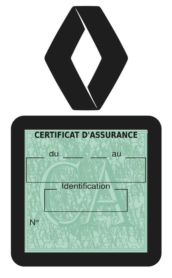 Porte Vignette Assurance Pare Brise Voiture Pour Renault Ancien Logo | Étui Simple Pochette Adhésive Autocollant Sticker Noir