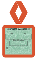 Porte Vignette Assurance Pare Brise Voiture Pour Renault Ancien Logo | Étui Simple Pochette Adhésive Autocollant Sticker Orange