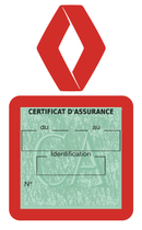 Porte Vignette Assurance Pare Brise Voiture Pour Renault Ancien Logo | Étui Simple Pochette Adhésive Autocollant Sticker Rouge