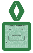 Porte Vignette Assurance Pare Brise Voiture Pour Renault Ancien Logo | Étui Simple Pochette Adhésive Autocollant Sticker Vert