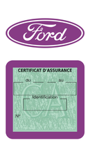 Porte Vignette Assurance Pare Brise Voiture Pour Ford Logo | Étui Simple Pochette Adhésive Autocollant Sticker Mauve