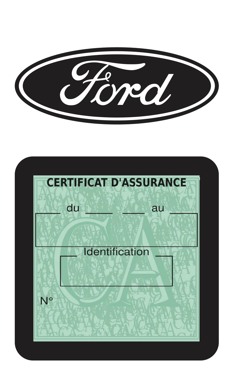 Porte Vignette Assurance Pare Brise Voiture Pour Ford Logo | Étui Simple Pochette Adhésive Autocollant Sticker Noir