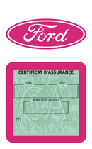 Porte Vignette Assurance Pare Brise Voiture Pour Ford Logo | Étui Simple Pochette Adhésive Autocollant Sticker Rose