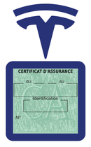 Porte Vignette Assurance Pare Brise Voiture Pour Tesla | Étui Simple Pochette Adhésive Autocollant Sticker Bleu