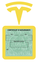 Porte Vignette Assurance Pare Brise Voiture Pour Tesla | Étui Simple Pochette Adhésive Autocollant Sticker Jaune